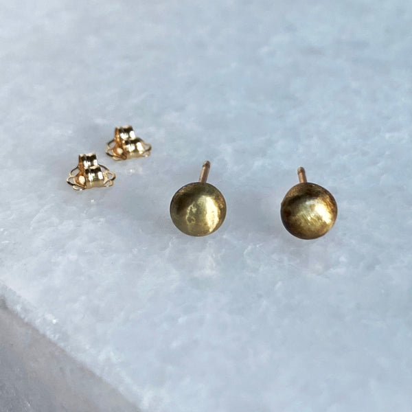18k Gold over Silver Ball Studs- Sz Small & Large