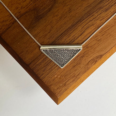 Triangle Necklace with ZigZag Filigree