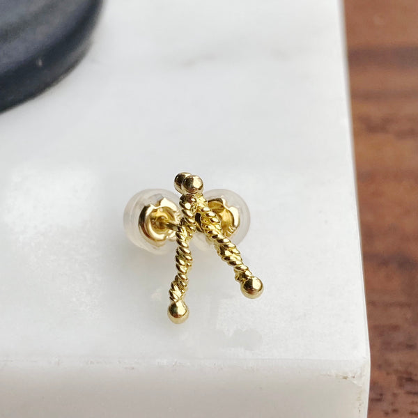 Twisted Double Helix Bar Stud Earrings in 18k Yellow Gold